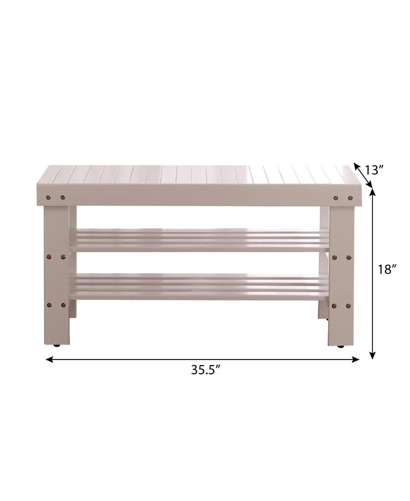 Streamdale Furniture Pina Quality Solid Wood Shoe Bench, White Finish