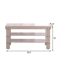 Streamdale Furniture Pina Quality Solid Wood Shoe Bench, White Finish