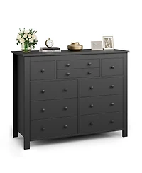 gaomon 10-Drawer Black Dresser 47" Wide, Long Wooden Chest Storage Cabinet
