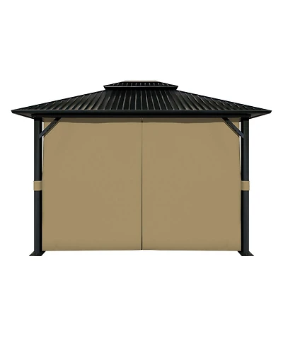 Aoodor 4-Panel Gazebo Replacement Curtains with Double Zipper