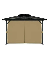 Aoodor 4-Panel Gazebo Replacement Curtains with Double Zipper