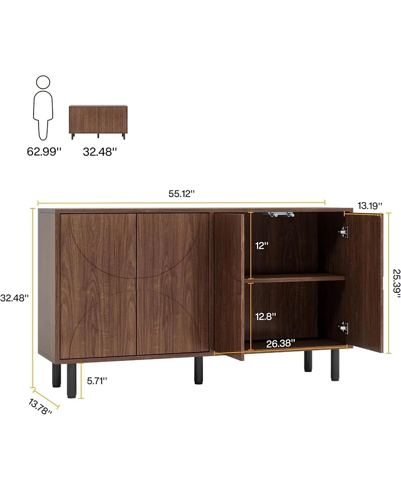 Tribesigns Sideboard Buffet Cabinet with Storage, 55"