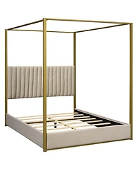 Boyel Living Queen Size Upholstery Canopy Platform Bed with Headboard and Metal Frame