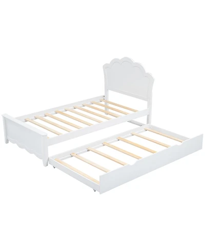 Boyel Living Twin Size Wood Platform Bed with Headboard and Twin Size Trundle
