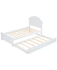Boyel Living Twin Size Wood Platform Bed with Headboard and Twin Size Trundle
