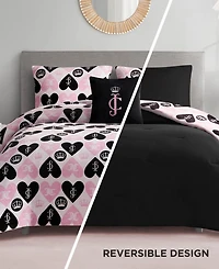 Juicy Couture Plush Reversible Queen Heart Logo -Pc. Comforter Set
