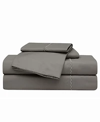 Oceanfront Resort Embroidered Percale 200-Thread Count -Pc. Sheet Set