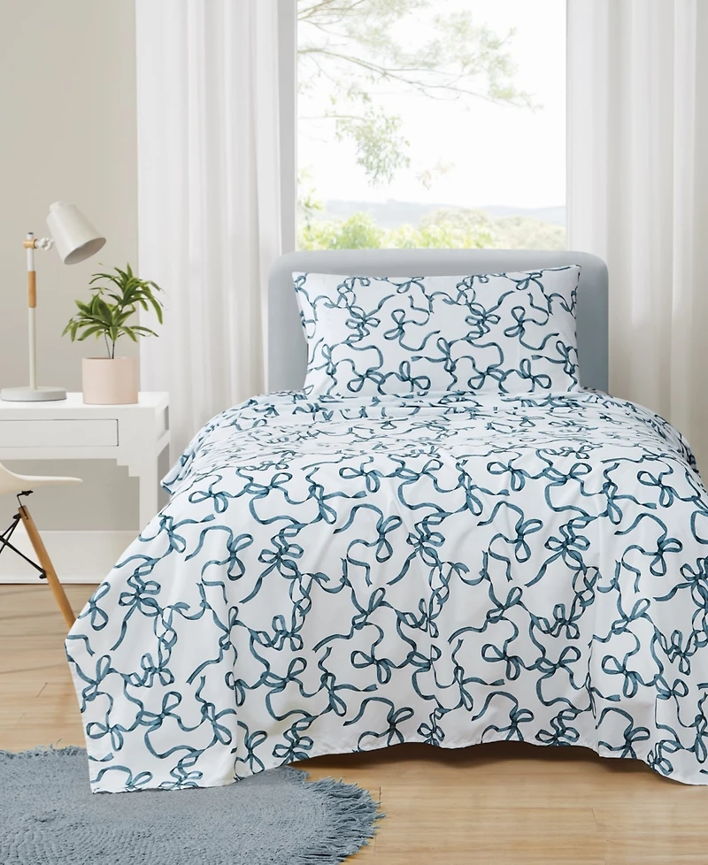 Truly Soft Printed Bow 3-Pc. Sheet Set