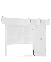 Streamdale Queen Size Wall Murphy Bed with Cabinet, Shelves, Wardrobe, White