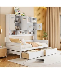 Streamdale Furniture Twin Daybed with Drawers, Cabinet, and Shelf