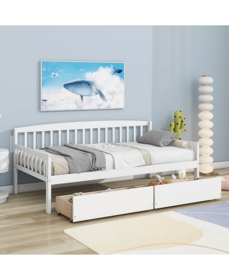 Streamdale Furniture White Twin Daybed with Storage Drawers