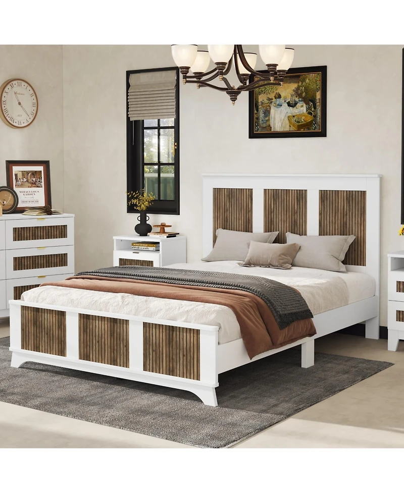 Streamdale Furniture Wooden Platform Queen Bed with Plywood Slats