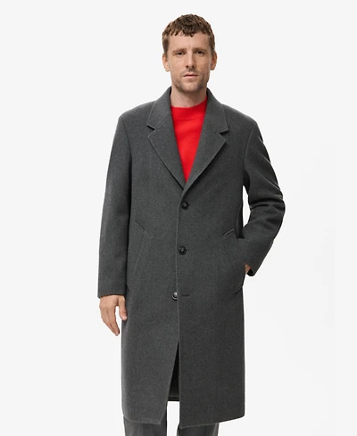 Mango Men's Long Wool Coat