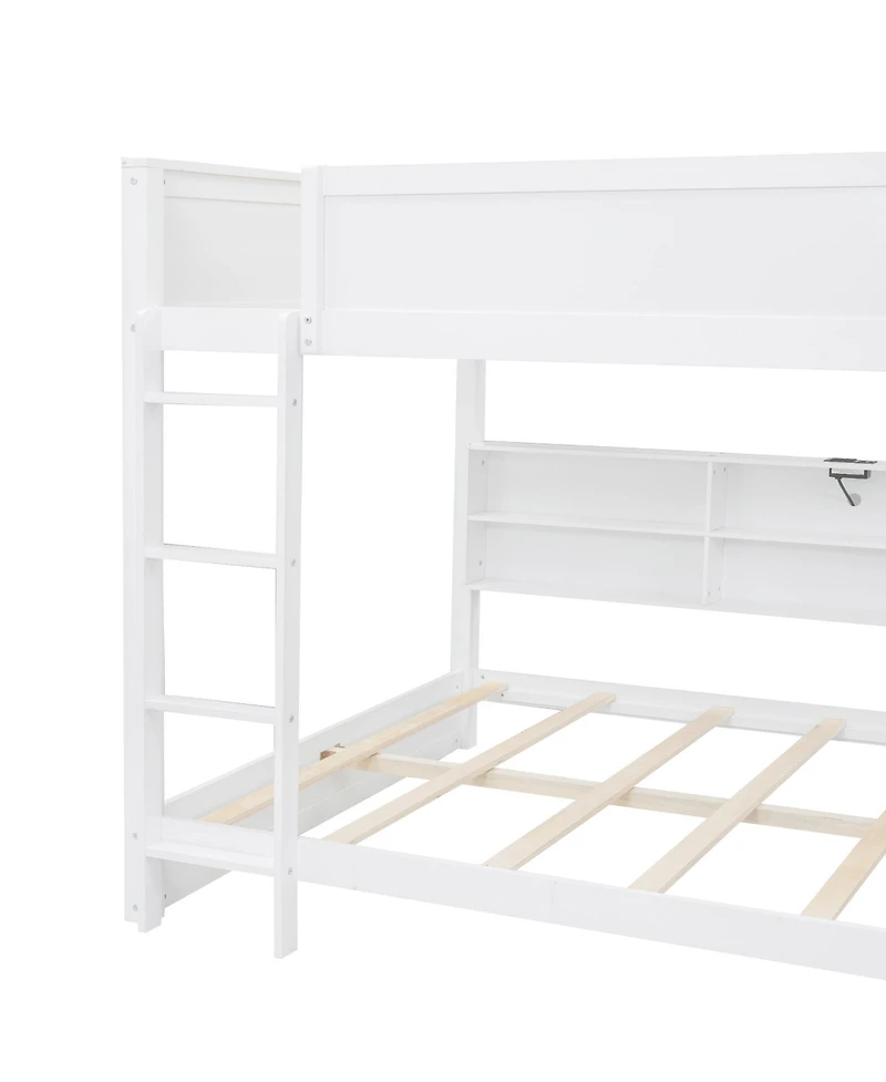 Streamdale Furniture Queen over Storage Bunk Bed with Usb Ports