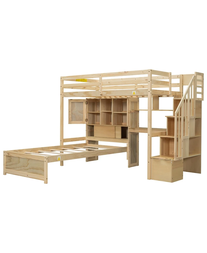 Streamdale Furniture Twin Loft Bed with Built-in Desk and Storage