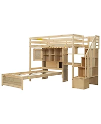 Streamdale Furniture Twin Loft Bed with Built-in Desk and Storage