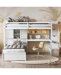 Streamdale Furniture Twin Loft Bed with Built-in Desk and Storage