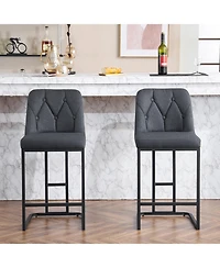 Streamdale Furniture Grey Button-Tufted Bar Stool Set (2