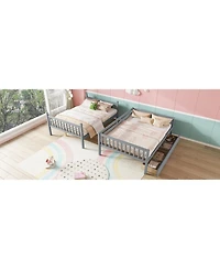 Streamdale Furniture Full Over Full Bunk Bed with 2 Drawers, Convertible to 2 Full Beds