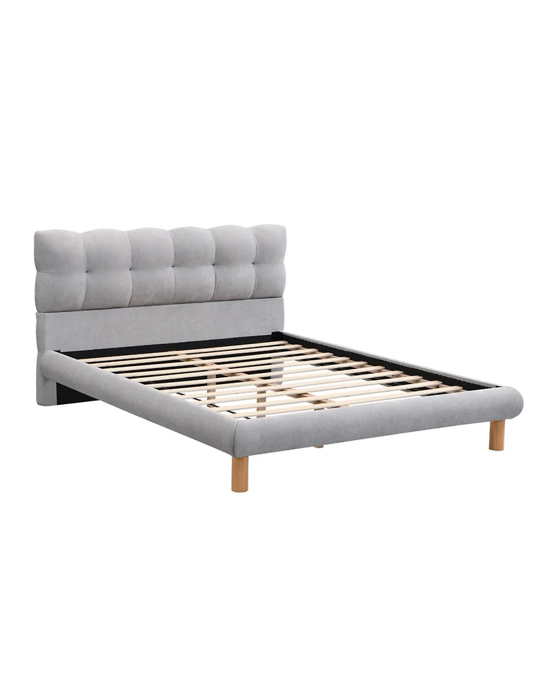Streamdale Furniture Full Size Upholstered Platform Bed Frame with Cookie-Shaped Headboard, Easy Assembly, soft and comfortable