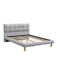 Streamdale Furniture Full Size Upholstered Platform Bed Frame with Cookie-Shaped Headboard, Easy Assembly, soft and comfortable