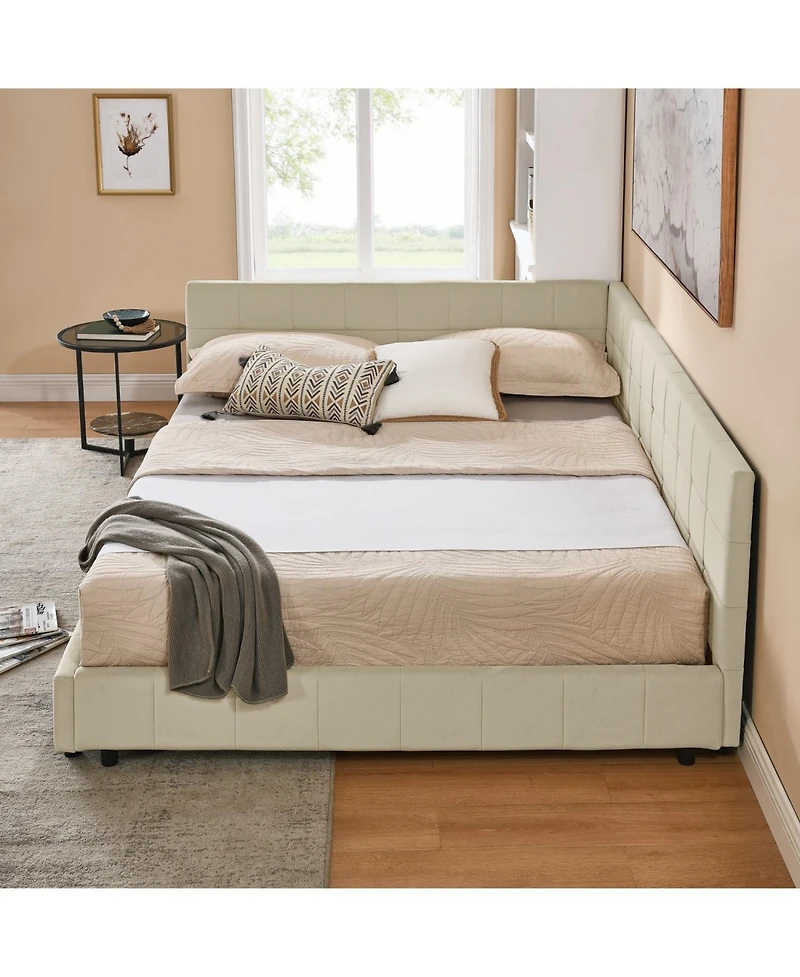 Streamdale Furniture Queen Upholstered Bed Frame with Comfortable Backrest for Bedrooms