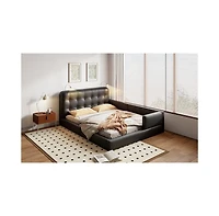 Streamdale Furniture Queen Upholstered Platform Bed with 2 Reading Lights