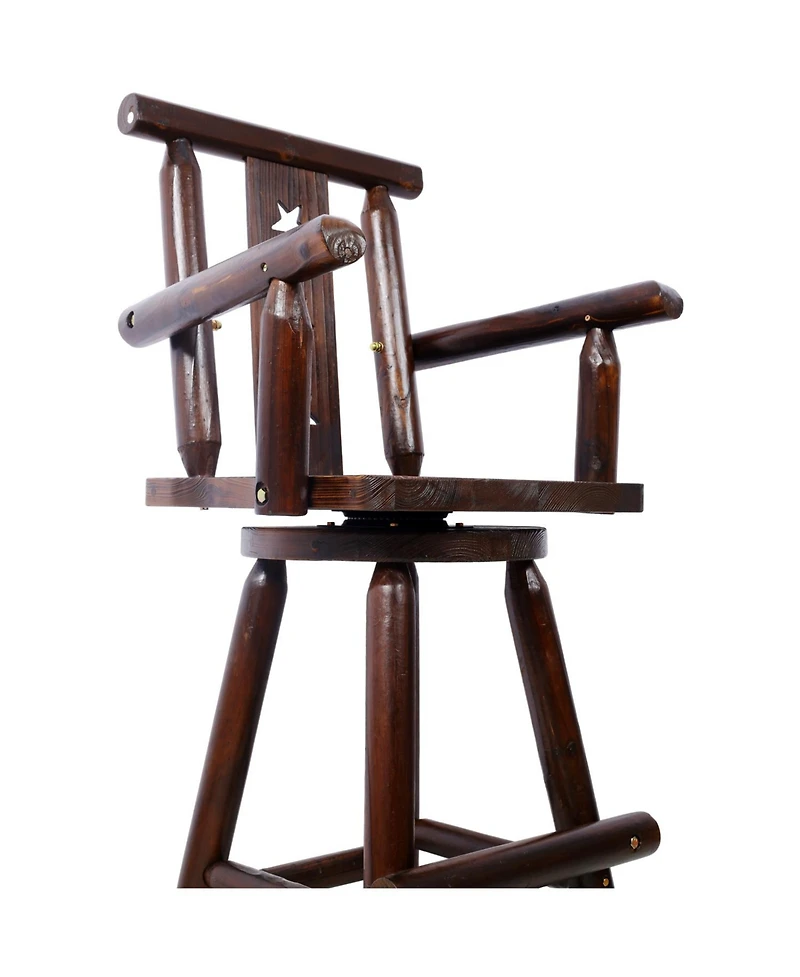 Streamdale Furniture Rustic Wood Bar Stool with Star Backrest