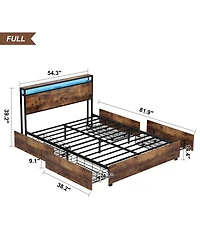 Streamdale Furniture Full Bed Frame with Storage and Charging Station, Easy Assembly