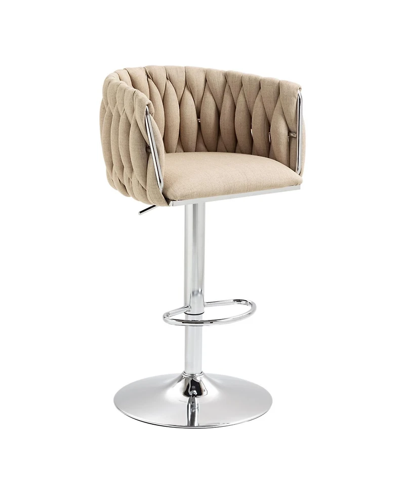 Streamdale Furniture 360 Fabric Swivel Counter Stools (Set of 2), Adjustable Height, Woven Back