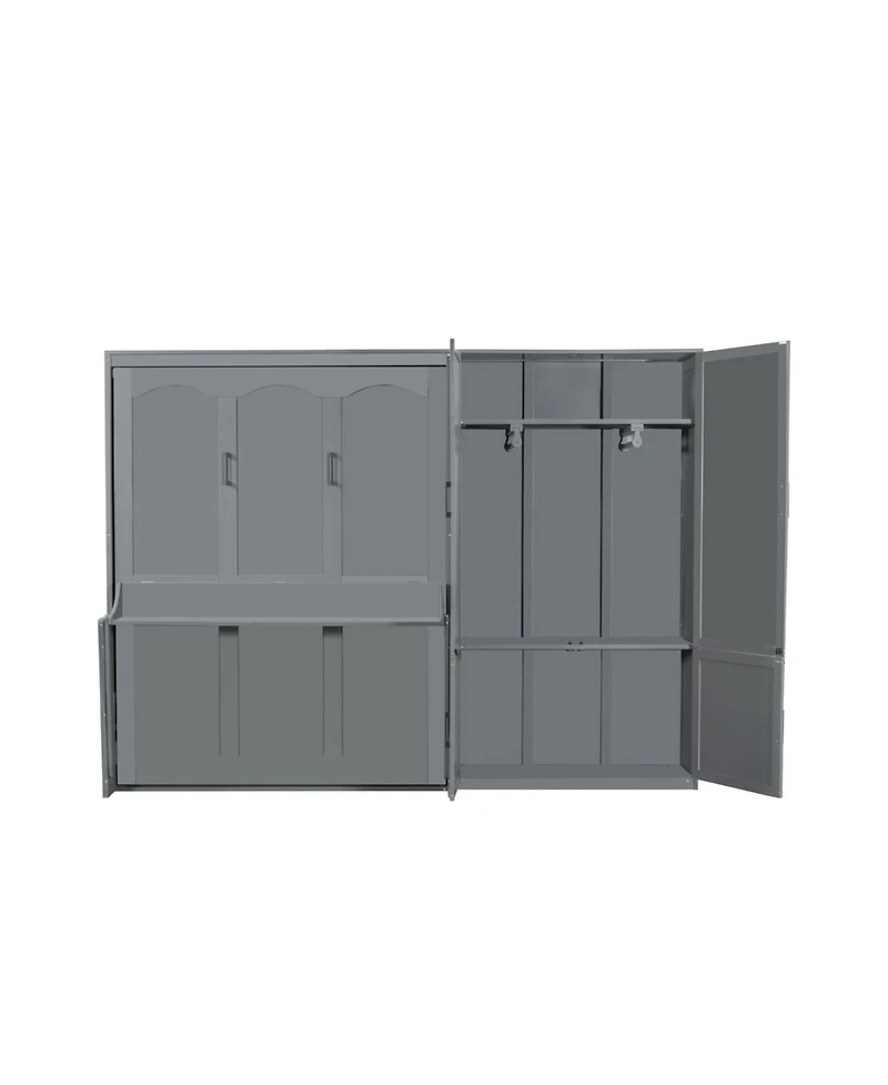 Streamdale Furniture Queen Size Murphy Bed Wall Bed with Closet.