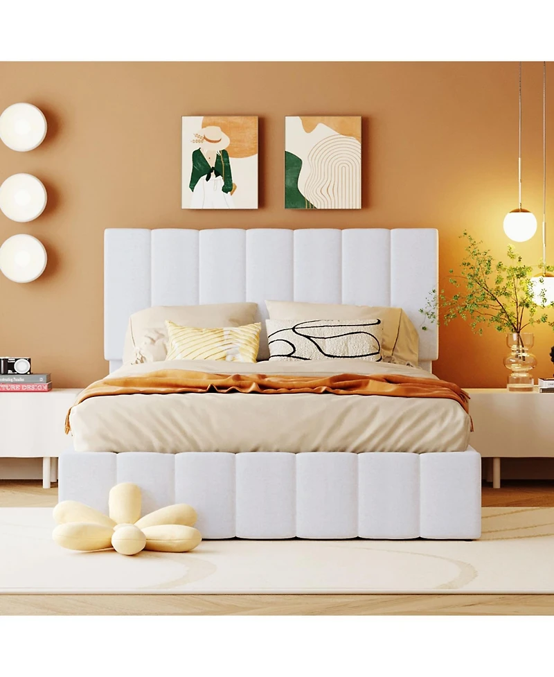 Streamdale Furniture Full Upholstered Platform bed with a Hydraulic Storage System