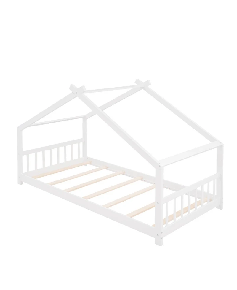Streamdale Furniture Twin Size House Bed Wood Bed, White