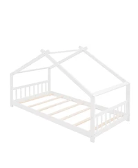 Streamdale Furniture Twin Size House Bed Wood Bed, White