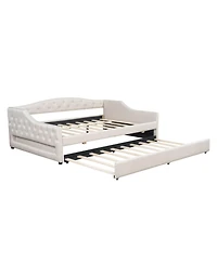 Streamdale Furniture Upholstered Full Xl Daybed with Led Belt and Trundle