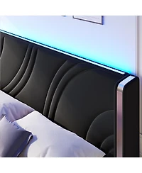 Streamdale Furniture Led Bed Frame Storage Drawers Wingback