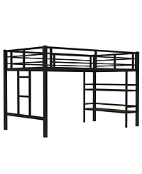 Streamdale Furniture Twin Metal Loft Bed with Shelf & Ladder