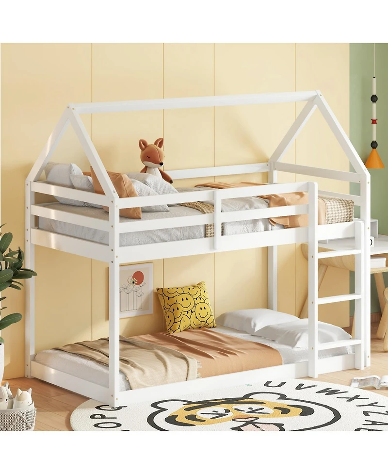 Streamdale Furniture Twin Over Twin Wood House Bunk Bed