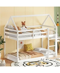 Streamdale Furniture Twin Over Twin Wood House Bunk Bed