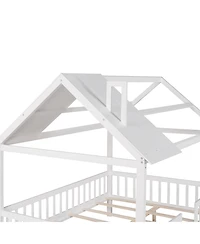 Streamdale Furniture Full Size Wood House Bed with Fence