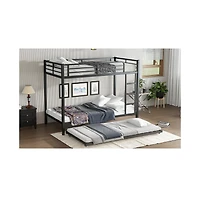 Streamdale Furniture Twin Xl over Twin Xl Metal Bunk Bed with Twin Size Trundle