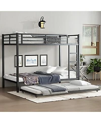 Streamdale Furniture Twin Xl over Twin Xl Metal Bunk Bed with Twin Size Trundle