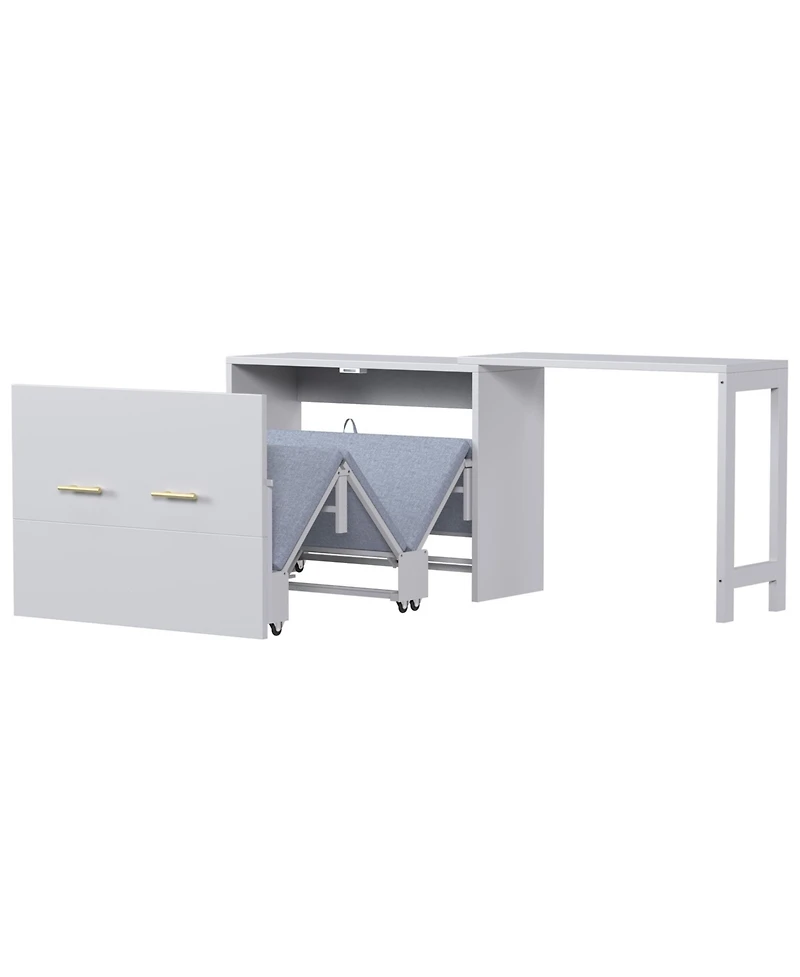 Streamdale Furniture Twin Murphy Cabinet Bed with Desk - Gray