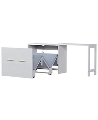 Streamdale Furniture Twin Murphy Cabinet Bed with Desk - Gray