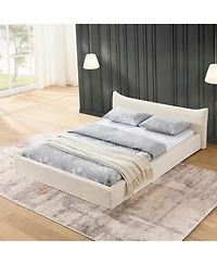 Streamdale Furniture Queen Upholstered Platform Bed Frame - Beige