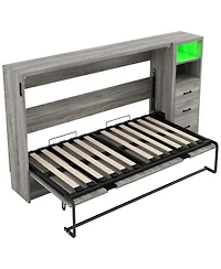 Streamdale Furniture + Twin + Wood (or Mdf, if that s the material) + Murphy Bed with Drawers & Led, Folds to Cabinet + Bed
