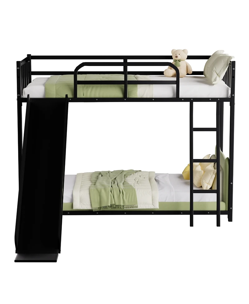 Streamdale Furniture Streamdale Bunk Bed with Ladder and Slide, metal Bed Frame with Safety Guard Rails