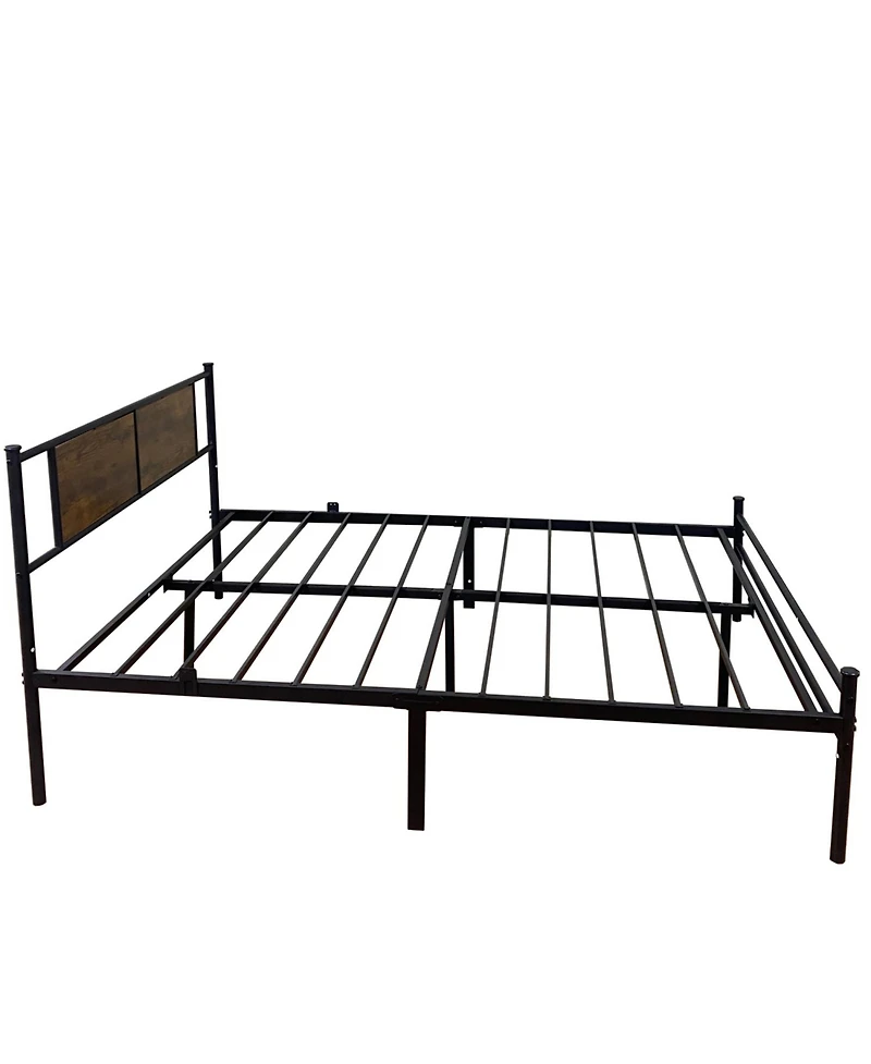 Streamdale Furniture Full Size Metal Bedframe with Wood Panel Headboard