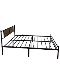Streamdale Furniture Full Size Metal Bedframe with Wood Panel Headboard