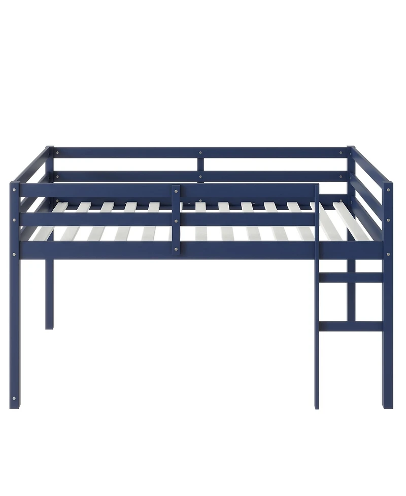 Streamdale Furniture Solid Wood Twin Loft Bed with Ladder - Blue